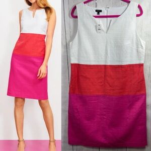 Talbots Womens Sleeveless Colorblock Sheath Dress Textured Coastal Preppy Basic